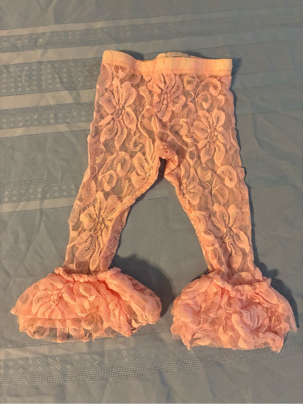 Mudpie Girl’s 6-9M Pink Lace Ruffle Baby Leggings